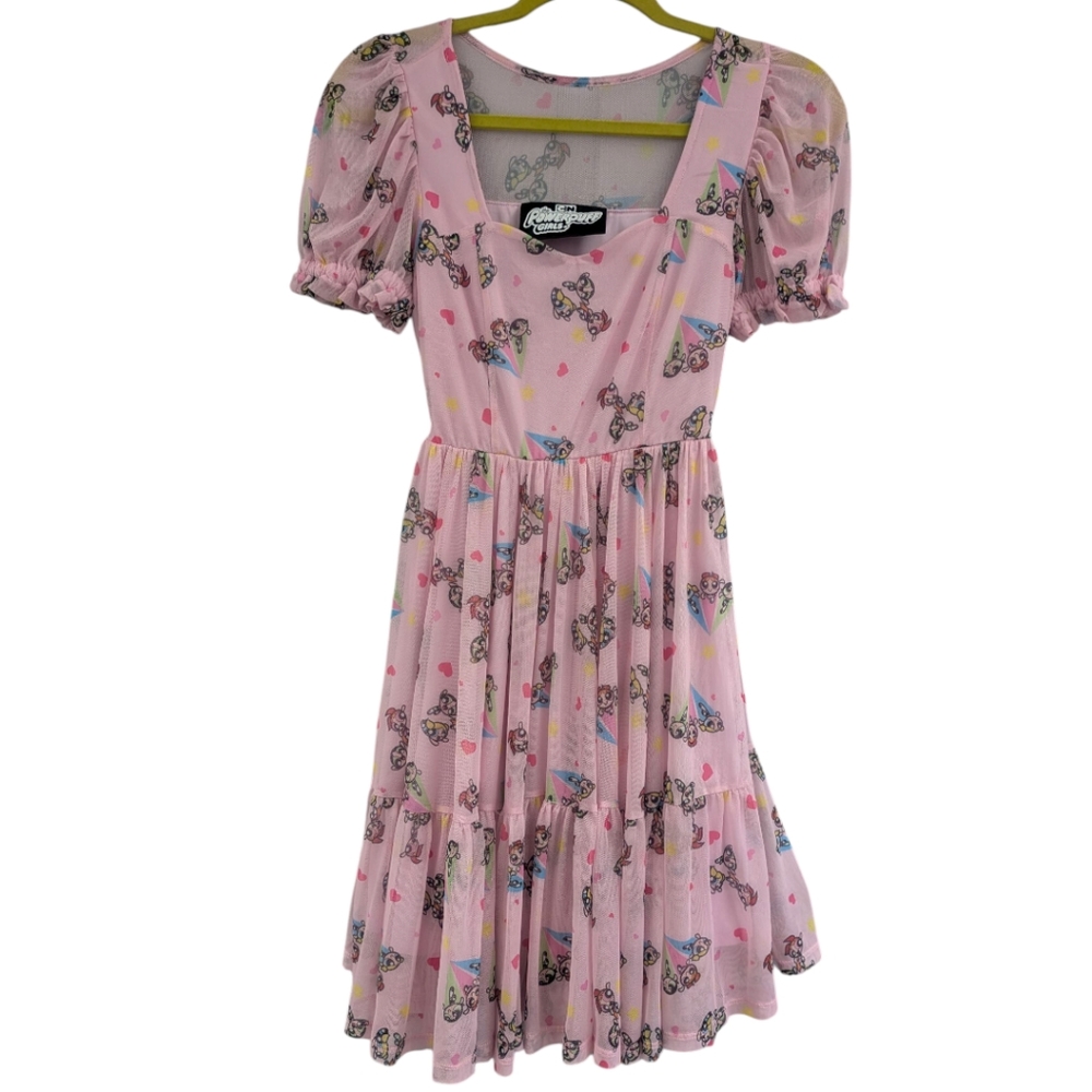 Cartoon Network Powerpuff Girls Pink Print Dress. XS